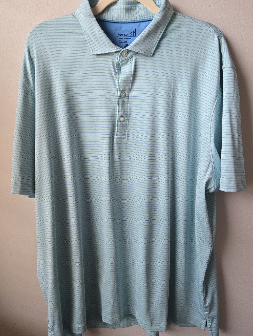 johnnie-O Light Blue Thin-Striped Polo